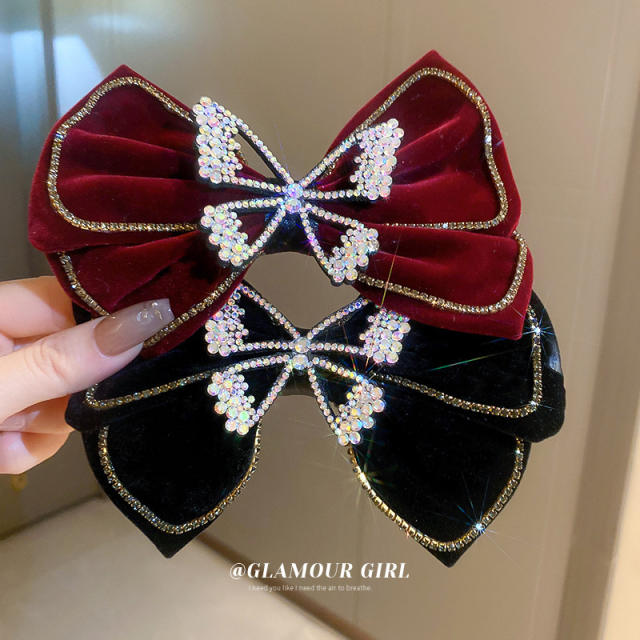 Korean fashion elegant diamond bow french barrette