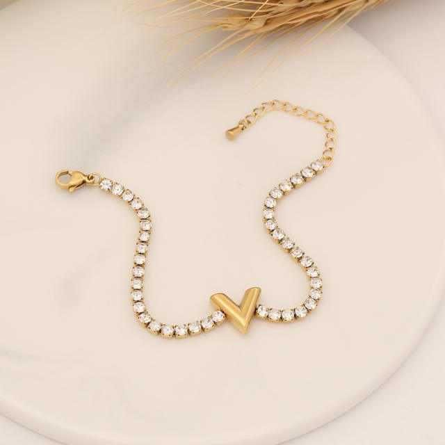 Fashionable tennis chain stainless steel bracelet