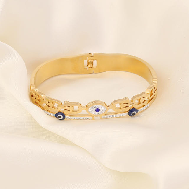 Fashionable evil eye stainless steel bangle