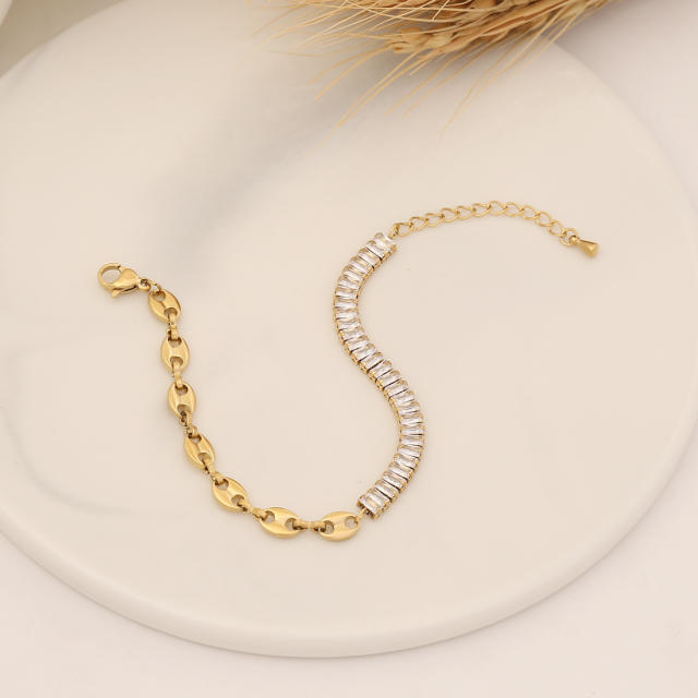 Fashionable tennis chain stainless steel bracelet