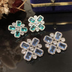 925 needle super shiny cubic zircon cross studs earrings