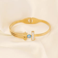 Fashionable evil eye stainless steel bangle