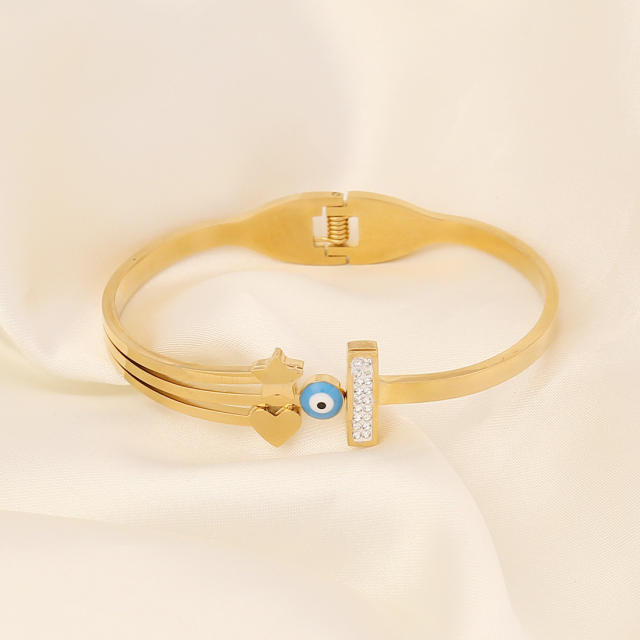 Fashionable evil eye stainless steel bangle