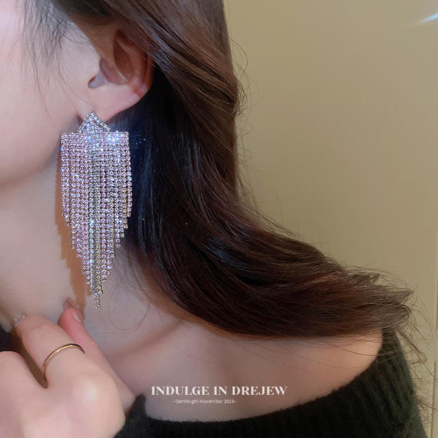 925 needle diamond tassel earrings