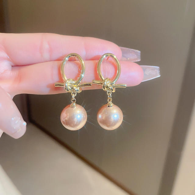 Real gold plated knotted pearl earrings