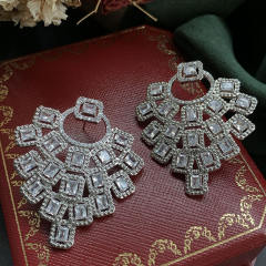 925 needle luxury pave setting diamond earrings
