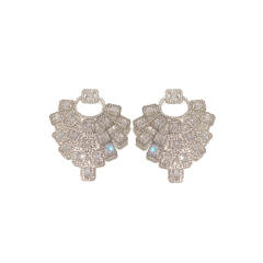 925 needle luxury pave setting diamond earrings