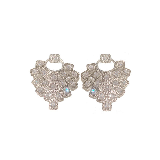 925 needle luxury pave setting diamond earrings
