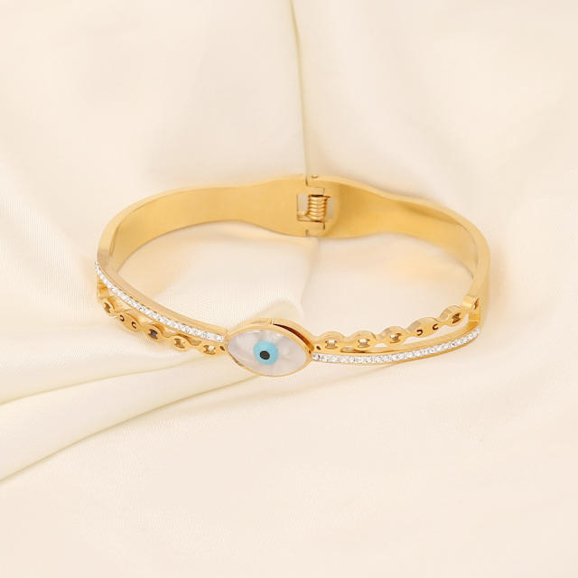 Fashionable evil eye stainless steel bangle