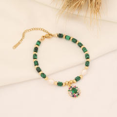 Creative natural stone bead evil eye charm bracelet