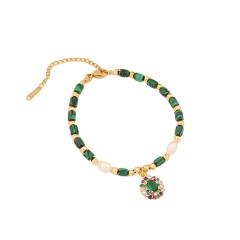 Creative natural stone bead evil eye charm bracelet