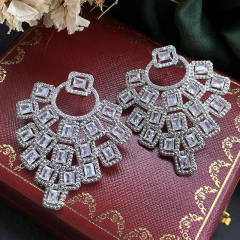 925 needle luxury pave setting diamond earrings