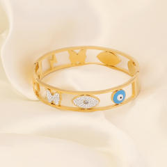Fashionable evil eye stainless steel bangle