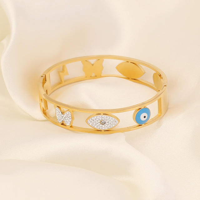 Fashionable evil eye stainless steel bangle