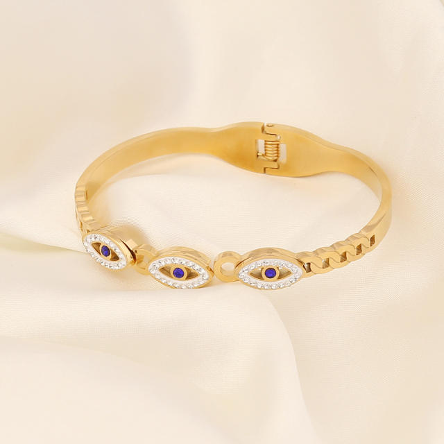 Fashionable evil eye stainless steel bangle