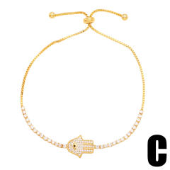 Luxury pave setting cubic zircon tennis chain evil eye bracelet