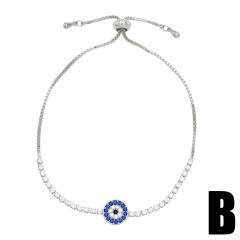 Luxury pave setting cubic zircon tennis chain evil eye bracelet