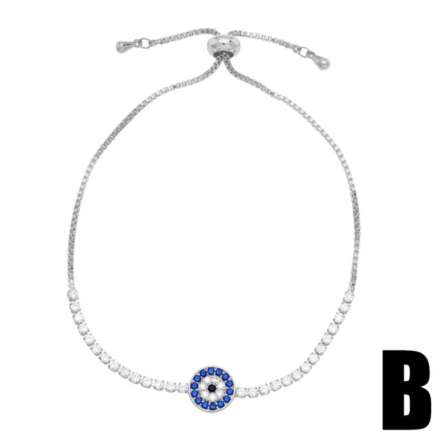 Luxury pave setting cubic zircon tennis chain evil eye bracelet
