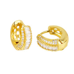 Hot sale rainbow cz chunky huggie earrings