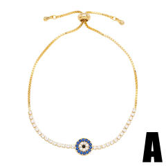 Luxury pave setting cubic zircon tennis chain evil eye bracelet