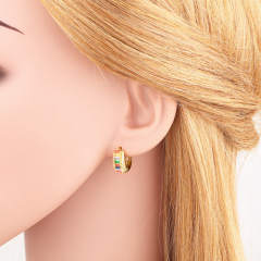 Hot sale rainbow cz chunky huggie earrings