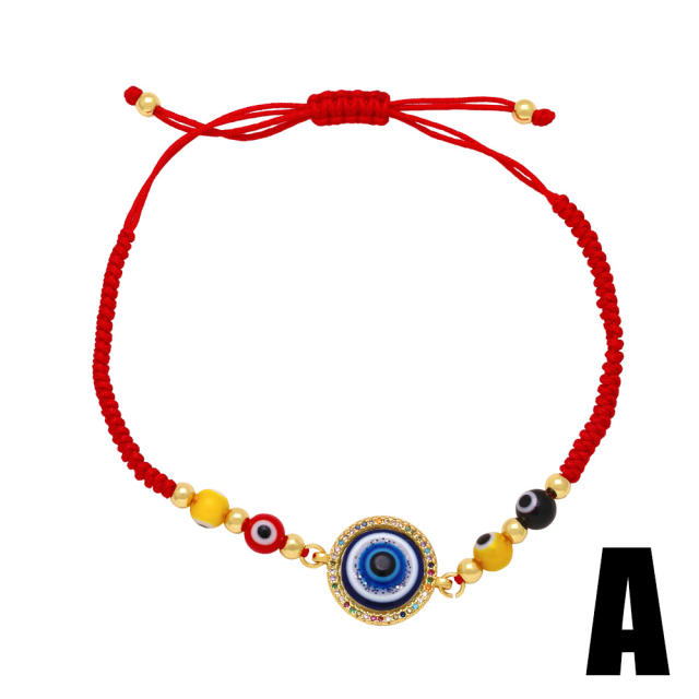 Vintage round evil eye red string bracelet