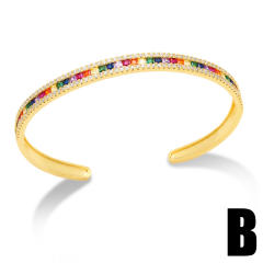 Personality rainbow cz gold plated bangle
