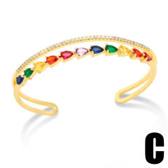 Personality rainbow cz gold plated bangle