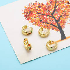 Hot sale rainbow cz chunky huggie earrings