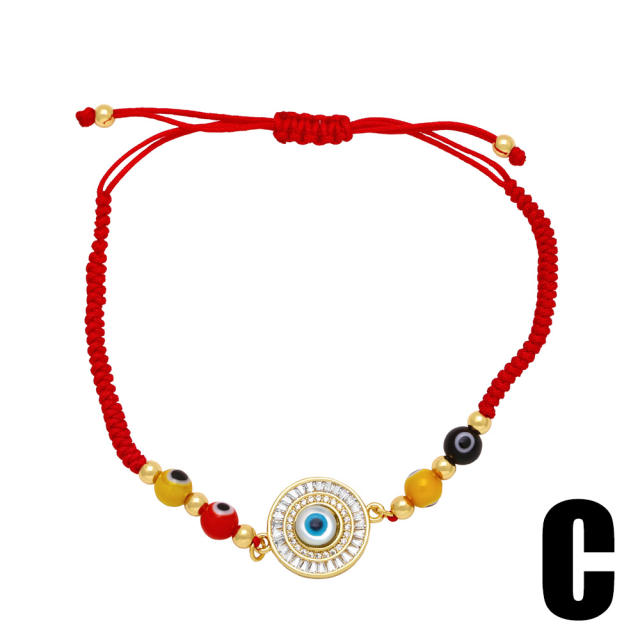 Vintage round evil eye red string bracelet