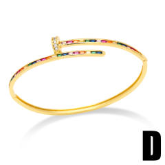 Personality rainbow cz gold plated bangle