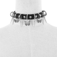 Rock and roll gothic black pu leather choker