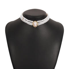 Vintage palace trend faux pearl beaded choker bracelet
