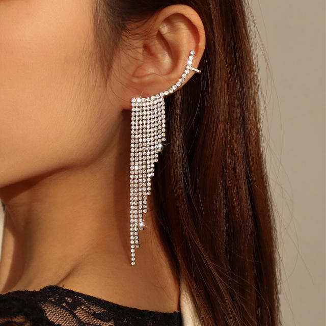 Luxury color diamond tassel earrings