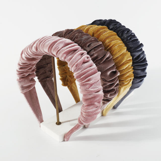 Winter design plain color velvet scrunchies headband
