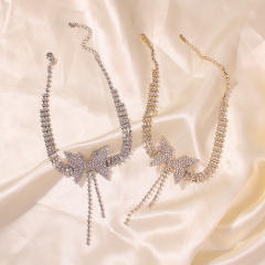 Luxury diamond butterfly choker necklace