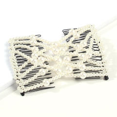 Creative elastic faux pearl beaded magic hair claw clips