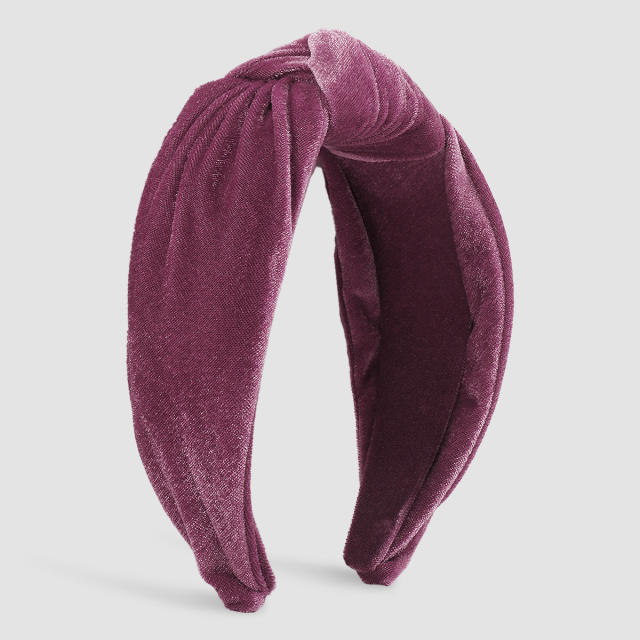Plain color velvet knotted headband