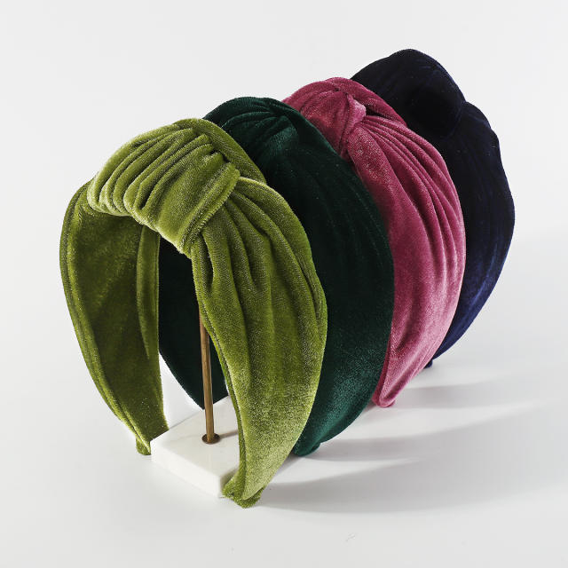 Plain color velvet knotted headband