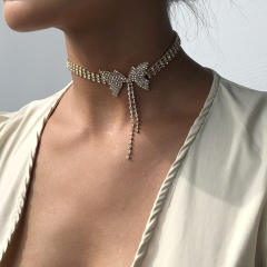 Luxury diamond butterfly choker necklace