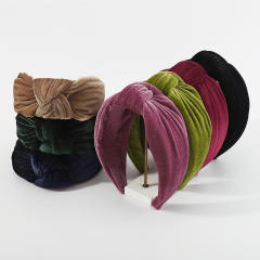 Plain color velvet knotted headband