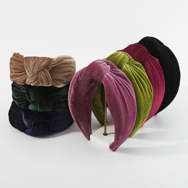 Plain color velvet knotted headband