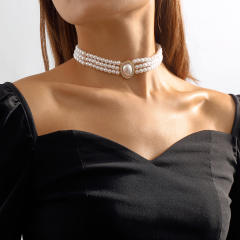 Vintage palace trend faux pearl beaded choker bracelet