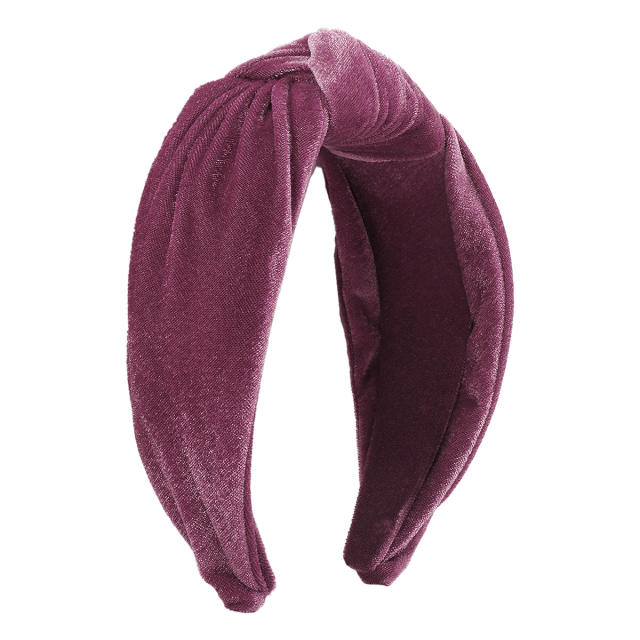 Plain color velvet knotted headband