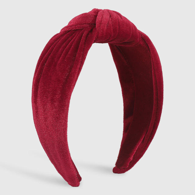 Plain color velvet knotted headband