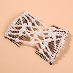 Creative elastic faux pearl beaded magic hair claw clips