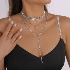 Occident fashion layer diamond choker necklace