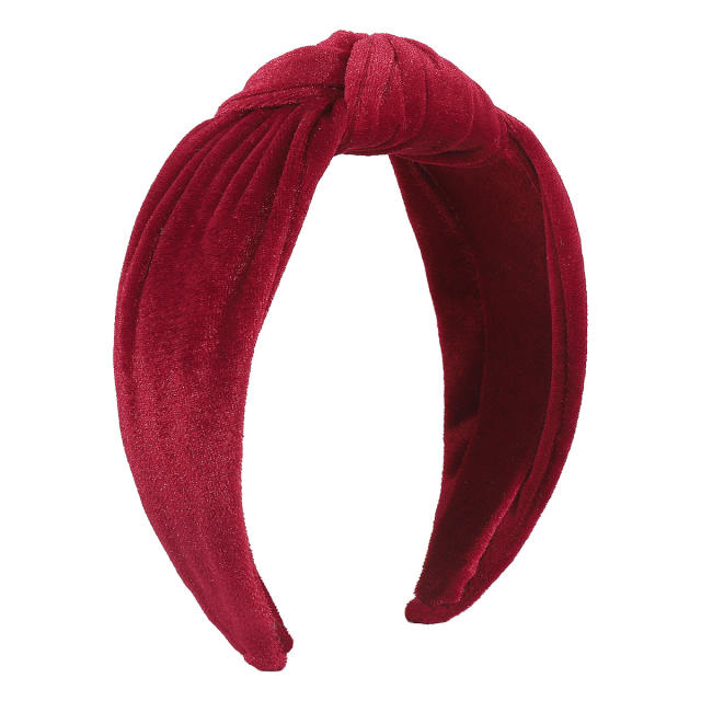 Plain color velvet knotted headband