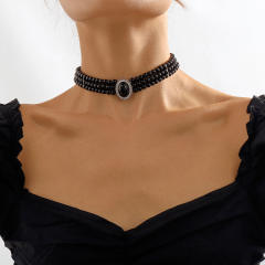 Vintage palace trend faux pearl beaded choker bracelet