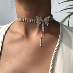 Luxury diamond butterfly choker necklace